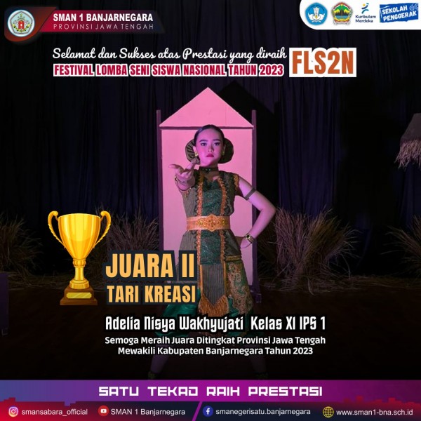 Adelia Nisya Wakhyujati Raih Juara II Seni Tari FLS2N SMA Se Kabupaten Banjarnegara